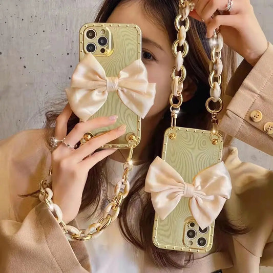 Luxury bow Carry chain phone case For iphone lbcase