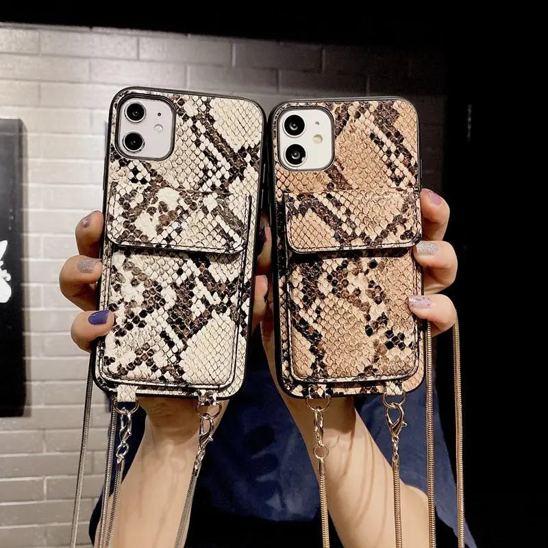 Snakeskin wallet chain phone case lbcase
