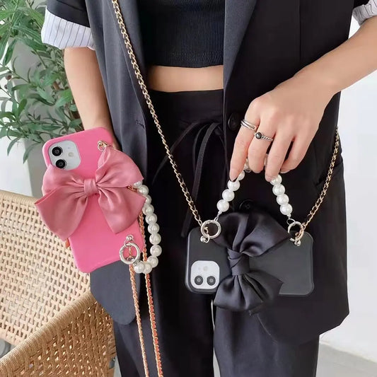 Luxury leather pearl bracelet phone case For iphone lbcase