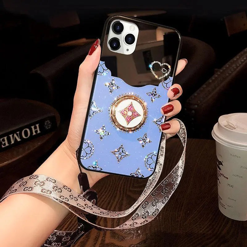 Blue Rhinestones Mirror Case lbcase