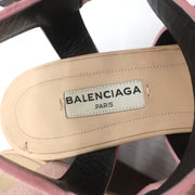 Balenciaga Studded Wedge Sandals Pink Suede Size 36 Ankle Strap Heels
