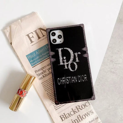 Rhinestone square mirror phone case lbcase