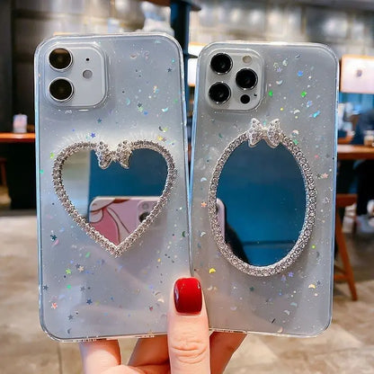 Rhinestone makeup mirror phone case lbcase