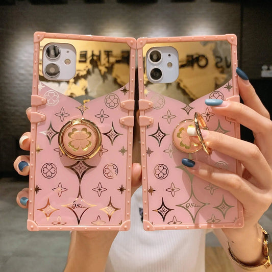 Luxury mirror square Bracket phone case lbcase