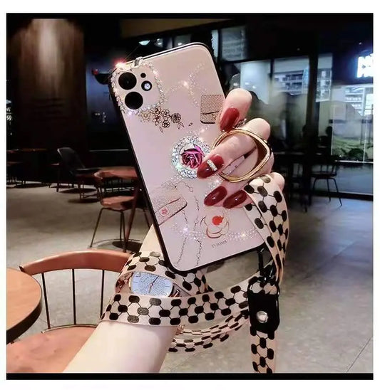 Rose rhinestone phone case For iphone lbcase