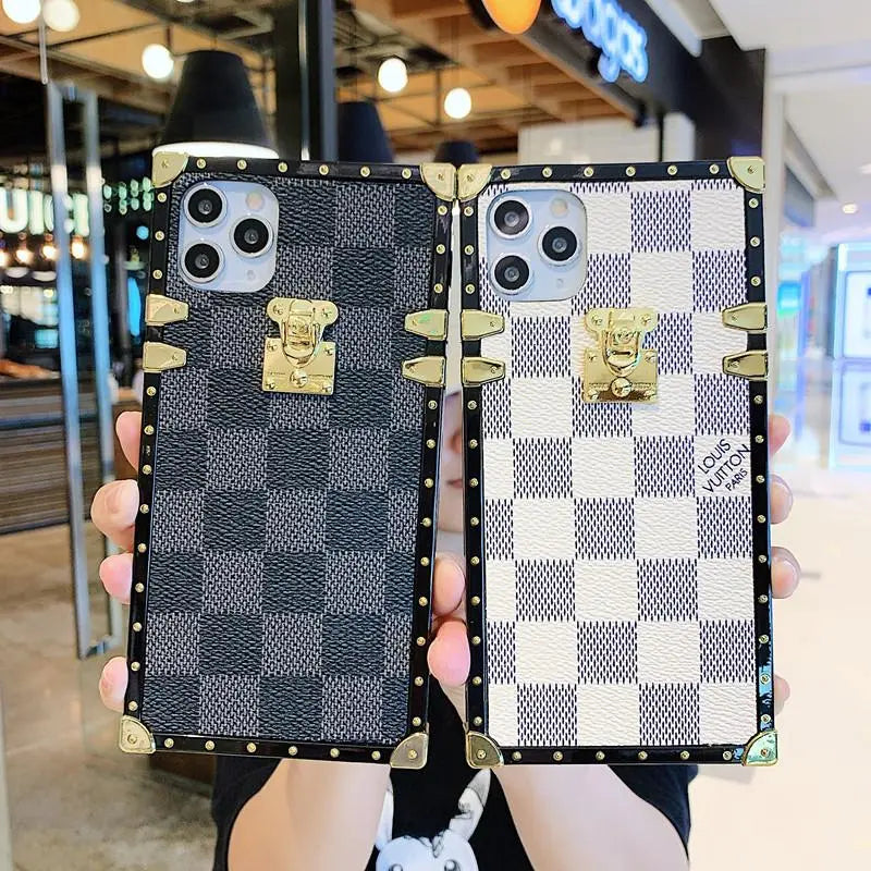 Checkered Slanted back lanyard phone case for iphone lbcase