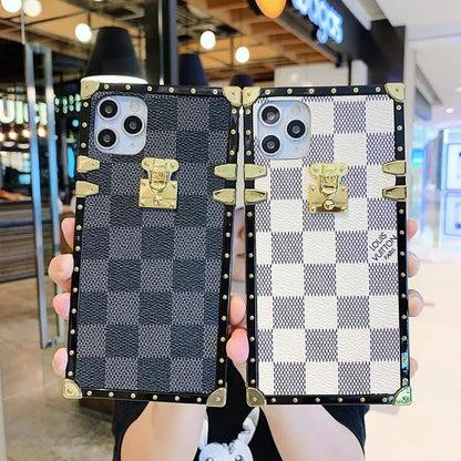 Checkered Slanted back lanyard phone case for iphone lbcase