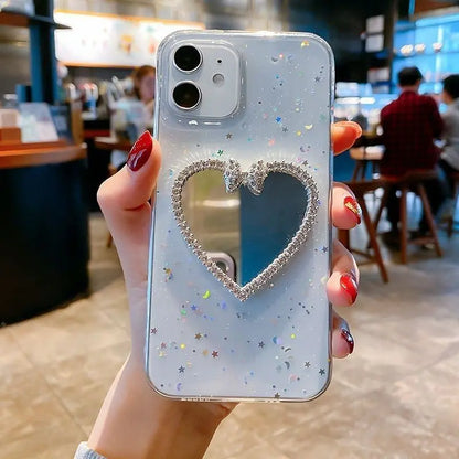 Rhinestone makeup mirror phone case lbcase