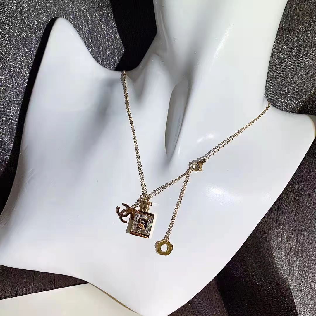 Women's Natural Crystal Perfume Bottle Necklace lbcase
