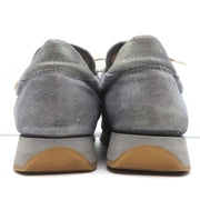 Brunello Cucinelli Monili Runner Sneakers Blue Metallic Leather Size 41