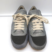 Brunello Cucinelli Monili Runner Sneakers Blue Metallic Leather Size 41