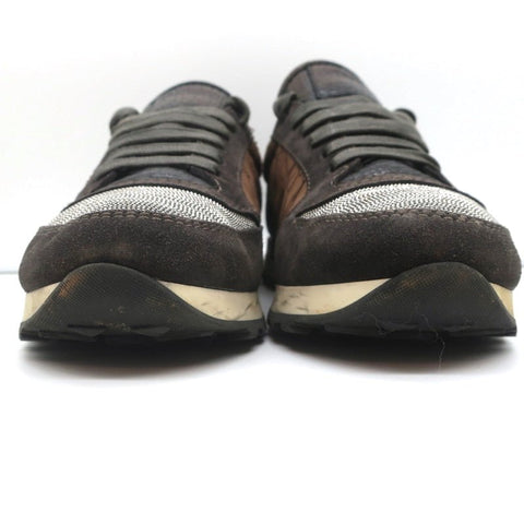 Brunello Cucinelli Monili Runner Sneakers Brown Fabric & Suede Size 40