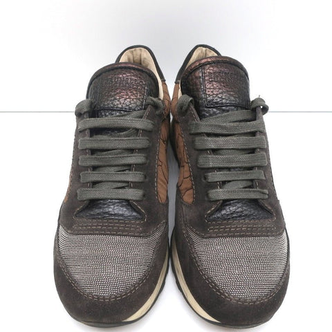 Brunello Cucinelli Monili Runner Sneakers Brown Fabric & Suede Size 40