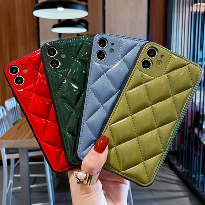 Luxury leather rhombus phone case lbcase