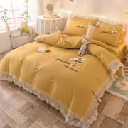 Princess Lace embroidery cotton four-piece Bed skirt bed Supplies