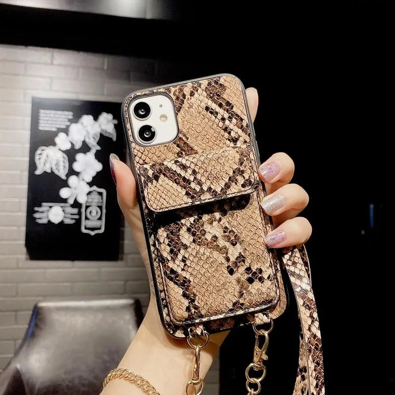Snakeskin wallet chain phone case lbcase