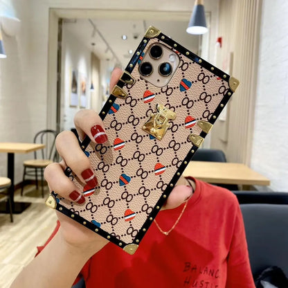 Luxurious leather square phone case for samsung lbcase