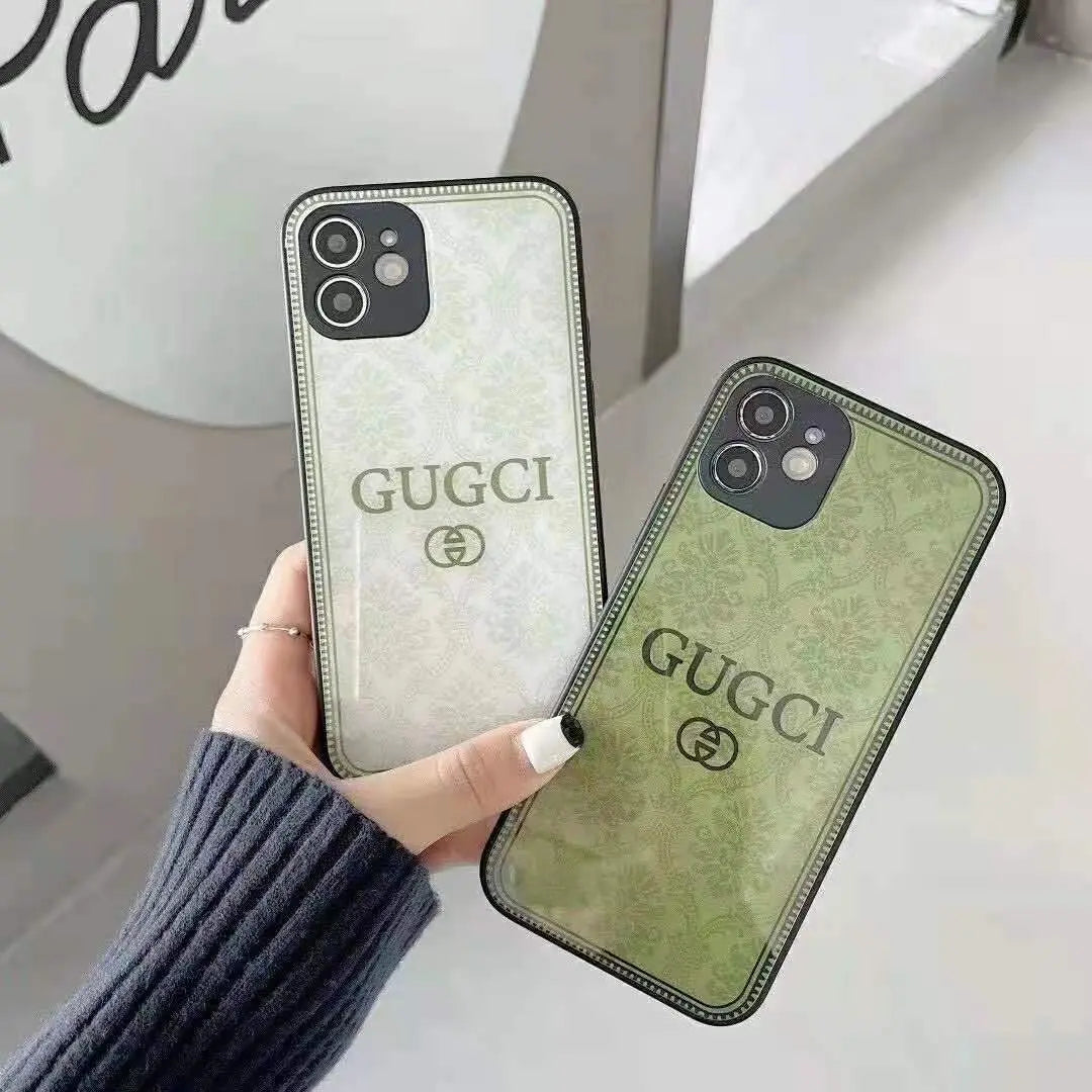Fashion flower printing glass phone case lbcase