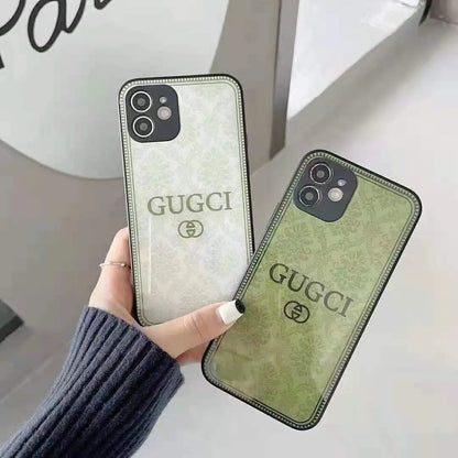 Fashion flower printing glass phone case lbcase