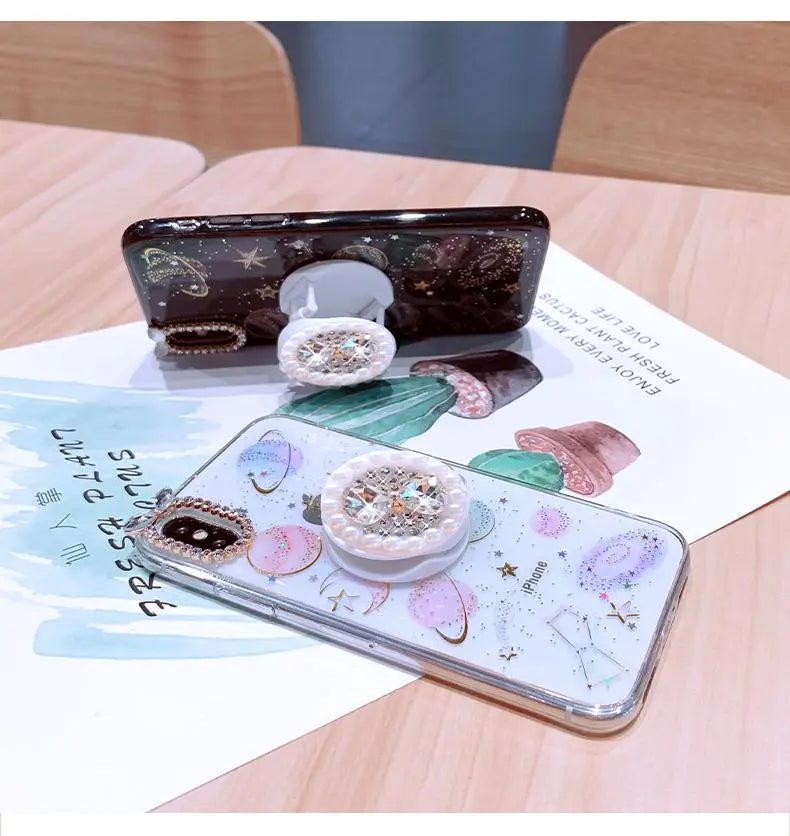 Gold Foil Rhinestone Stand Phone Case lbcase