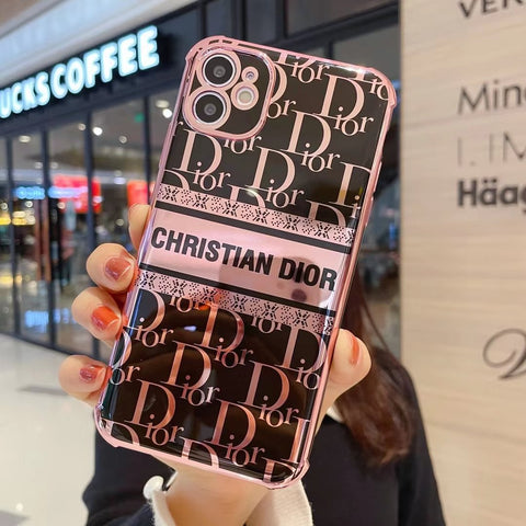 Pink  letter electroplating phone case