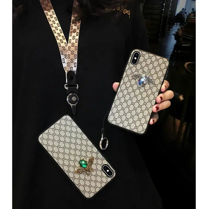 Rhinestone bee lanyard phone case lbcase
