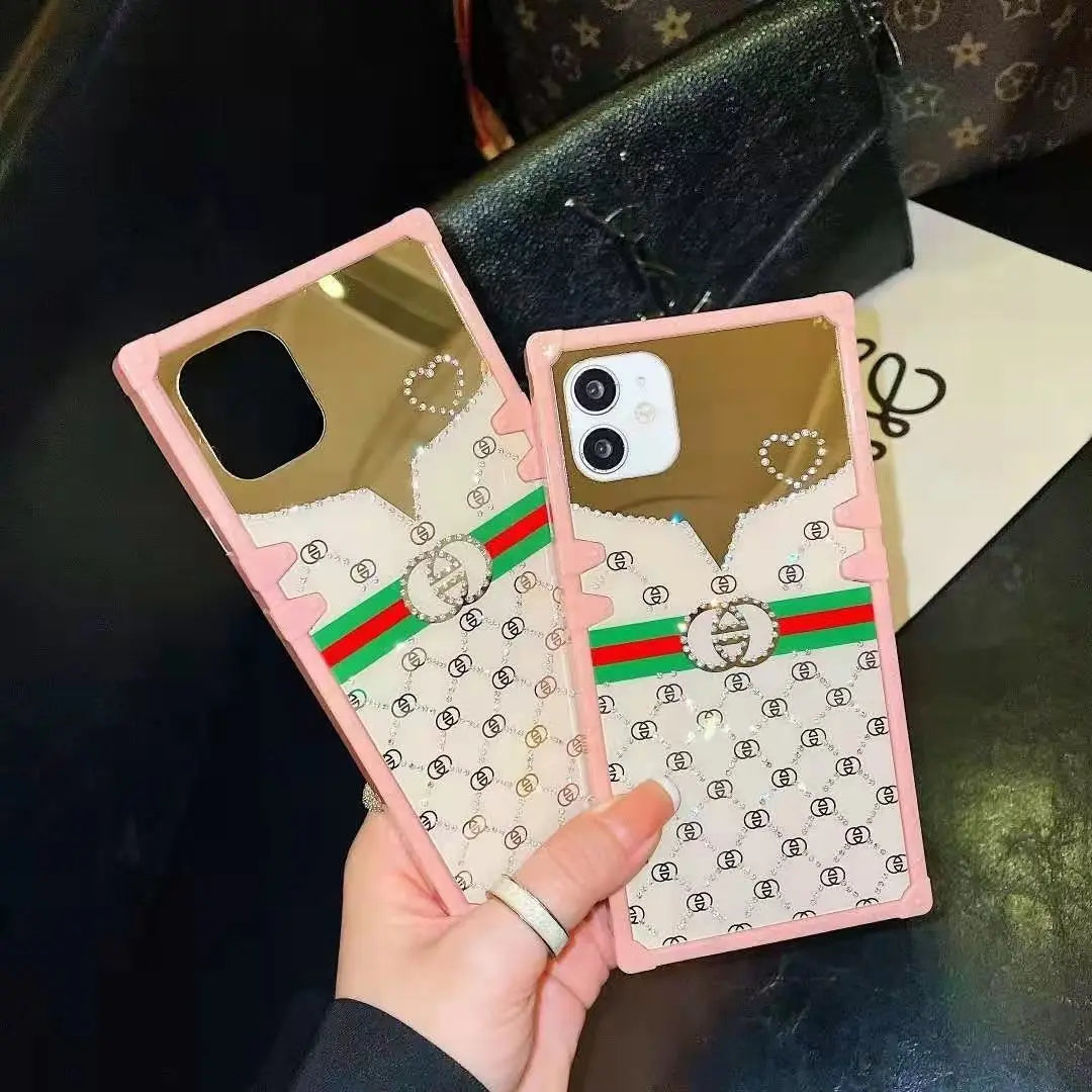 Pink diamond square phone case  for Samsung lbcase