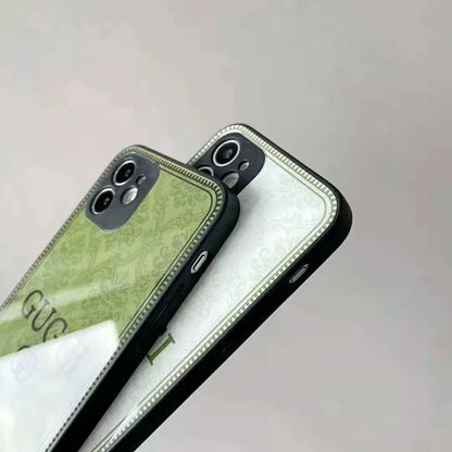 Fashion flower printing glass phone case lbcase