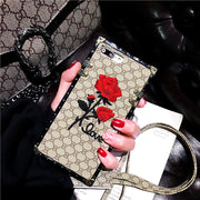 Embroidery Rose Flower Square Phone Case