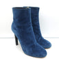 18C CC Ankle Boots Dark Blue Suede Size 37.5 Grosgrain Heel Booties