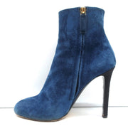 18C CC Ankle Boots Dark Blue Suede Size 37.5 Grosgrain Heel Booties