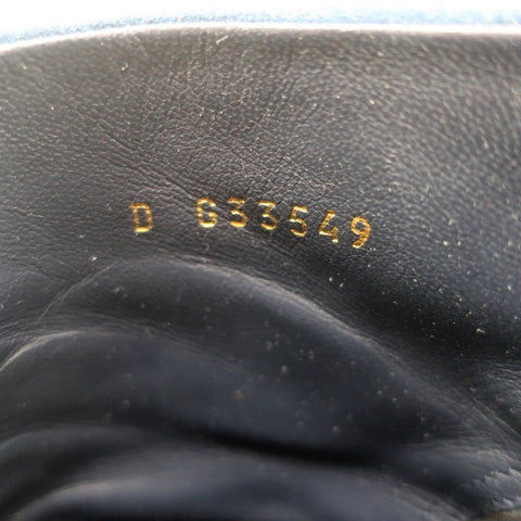 18C CC Ankle Boots Dark Blue Suede Size 37.5 Grosgrain Heel Booties