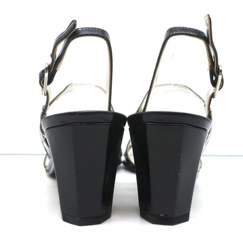 CC Crisscross Sandals Black Patent Leather Size 38.5 Ankle Strap Heels