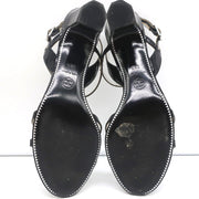 CC Crisscross Sandals Black Patent Leather Size 38.5 Ankle Strap Heels