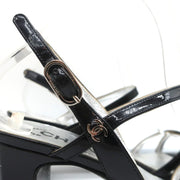 CC Crisscross Sandals Black Patent Leather Size 38.5 Ankle Strap Heels