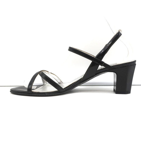 CC Crisscross Sandals Black Patent Leather Size 38.5 Ankle Strap Heels