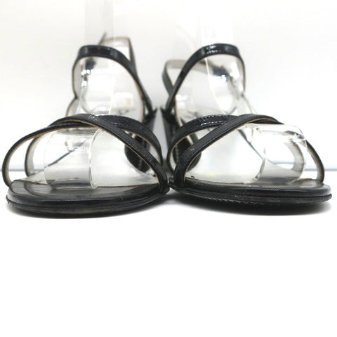 CC Crisscross Sandals Black Patent Leather Size 38.5 Ankle Strap Heels
