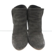 Chain-Trim Ankle Boots Dark Gray Glitter Suede Size 37 High Heel Booties