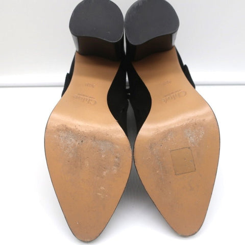 Chloe Grommet-Trim Ankle Boots Flo Black Suede Size 38.5 Pointed Toe Booties