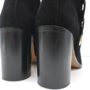 Chloe Grommet-Trim Ankle Boots Flo Black Suede Size 38.5 Pointed Toe Booties