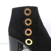 Chloe Grommet-Trim Ankle Boots Flo Black Suede Size 38.5 Pointed Toe Booties