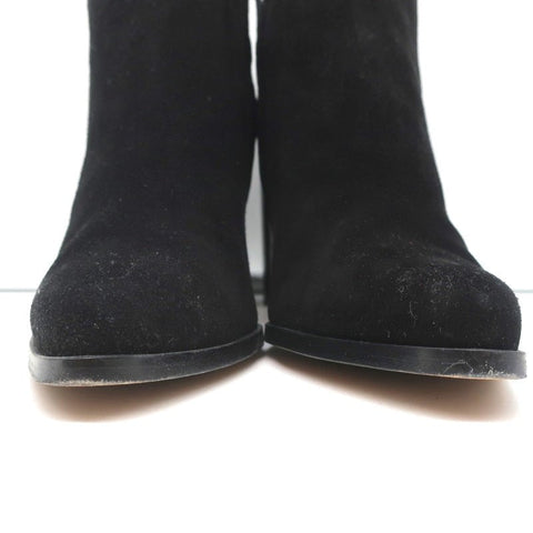 Chloe Grommet-Trim Ankle Boots Flo Black Suede Size 38.5 Pointed Toe Booties