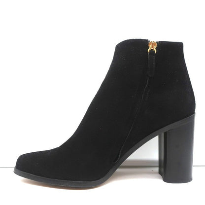 Chloe Grommet-Trim Ankle Boots Flo Black Suede Size 38.5 Pointed Toe Booties