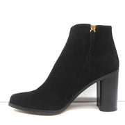 Chloe Grommet-Trim Ankle Boots Flo Black Suede Size 38.5 Pointed Toe Booties