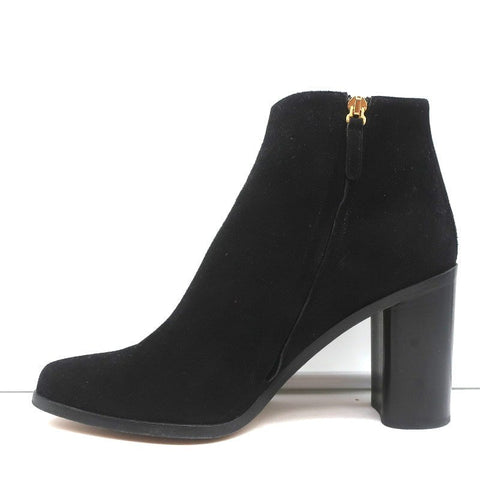Chloe Grommet-Trim Ankle Boots Flo Black Suede Size 38.5 Pointed Toe Booties