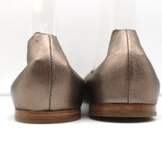 Chloe Lauren Ballet Flats Pewter Metallic Scalloped Leather Size 38