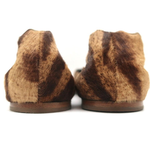 Chloe Lauren Scalloped Ballet Flats Tiger Print Calf Hair Size 41