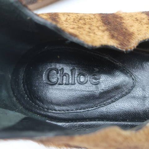 Chloe Lauren Scalloped Ballet Flats Tiger Print Calf Hair Size 41