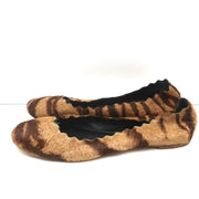 Chloe Lauren Scalloped Ballet Flats Tiger Print Calf Hair Size 41