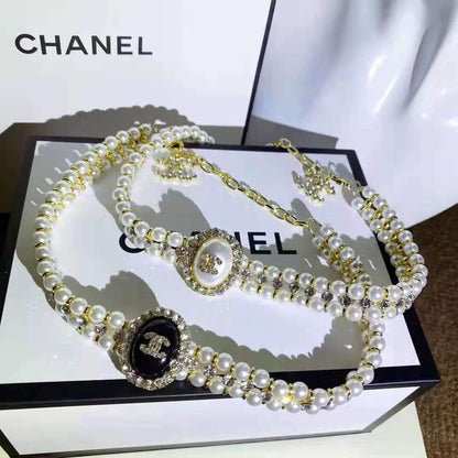 Fashion Diamond Pendant Pearl Necklace lbcase